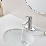 Brushed Nickel Single Handle Bathroom Faucet Deck For 1 or 3 Holes,Laundry Vanity Sink Faucet 14143299