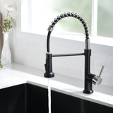 Commercial Black and Nickle Faucet with Pull Down Sprayer, Single Handle Single Lever W1932P172324