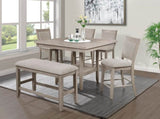 Farmhouse Style 1pc Tan / Beige Gray Color Counter Height Bench Footrest Upholstered Seat Wooden B011P240450