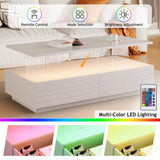Modern White Rectangular LED Lights Coffee Table with 2 drawers in 47.2" N735P250962K