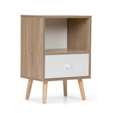 Mid-Century Wood Nightstand Set of 2, Bed Sofa Side Table with Drawer and Shelf, Modern End Table W2181P147509