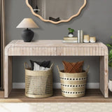 59'' Vintage Crafted Entryway Table,Two Hidden Handle Drawers,Farmhouse Console Table ,Easy W1445P214058