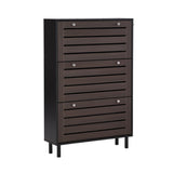 ON-TREND Minimalist Slim Tipping Bucket Shoe Cabinet with Hanging Hooks, Slits Design Panels WF308729AAB