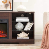 TV Stand Electric Fireplace TV Stand Glass Shelves, 3D Fireplace TV Stand LED Lights Wood W2275P257463