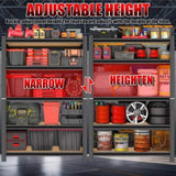 5 Tier Storage Rack, Adjustable Height Shelving, Warehouse Supermarket Basement Storage, Black W1831P271222