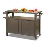 Grill Carts Outdoor Storage Cabinet with Wheels, Metal outdoor grill table Kitchen Dining Table W1859P170173