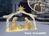 6ft Silver Roof 190LED Lights Nativity Scene Garden Jesus Decoration 74630382