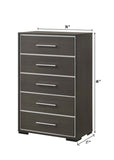 1pc Contemporary 5-Drawer Chest with Chrome Accents Gray Rustic Finish Bedroom Wooden Furniture B011P236774