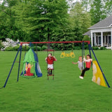 ZNTS XNS092 rinbow colour interesting four function swingset with net swing and face to face metal W1711P208397