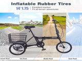 Folding Tricycle for Adults, 14 Inch 3 Wheel Bikes for Adults with Basket, 95% Pre-Assembled W1019P442137