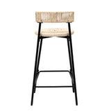 Counter Stools Set of 2 Handwoven Paper Rope Bar Stools Boho Round Dining Pub Chairs for Kitchen W1757P271584