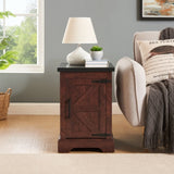 Farmhouse end table Nightstand Rectangular Farmhouse End Table with Barn Door and Adjustable Storage W2275P192794