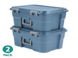 (2 pack) 14 Gallon Footlocker Storage Bin, Heavy Duty Plastic Storage Trunk Container, Lockable with 41842370