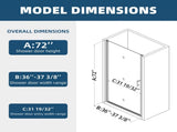 1 3/8" adjustment,universal pivot shower door, open outside, with 1/4" tempered glass finish 3672 W2122131055
