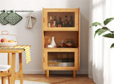 Natural Bamboo 3-Cube Storage Cabinet, Acrylic See-Through Doors & Open Compartment 74346407