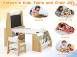 Natural Kids Activity Table with Magnetic Whiteboard/Chalkboard & Paper Roll, Multi-Storage Art Desk 10298016