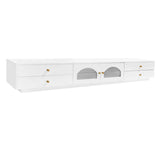 ON-TREND Luxurious TV Stand with Fluted Glass Doors, Elegant and Functional Media Console for TVs Up WF311903AAK