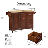 Kitchen Island with Drop Leaf Countertop, Rolling Kitchen Island Cart , Barn Door Kitchen Island W1820P195006