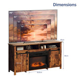58" Weathered Barn Door Fireplace TV Stand for 23" Insert, Sliding Track Design 01446047