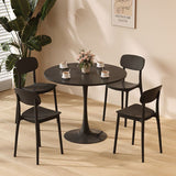 Black Round Table, Modern Dining Table, MDF Top and Steel Base Tulip Round Kitchen Table, Mid W2641P212234