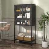 59"H Heavy Duty Metal Storage Cabinet,Sideboards & Buffet,Display Storage Cabinet with Glass Doors W2735P186329