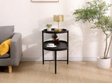 2-Tier Black Side Table with Storage Sofa Table for Living Room Metal Frame & Wooden Desk End Table 10905612