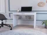 White Storage Desk with Drawer and Shelf B062P175188