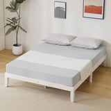 ZNTS Basic bed frame Painted pine wood Washed white Full 189*136*30.5cm Wooden bed Single bed 00907000