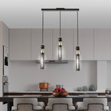 ZNTS Modern Black and Gold 3-Light Pendant Chandelier, Adjustable Hanging Lights with Cylindrical Mesh W1340P233174