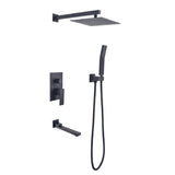 Shower System 10 Inch Square Bathroom Luxury Rain Mixer Shower Combo Set TH6203MB