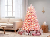 5 FT Pre-Lit Flocked Pink Christmas Tree with 8 Lighting Modes Warm White LED Lights, Hinged 09522738