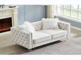 Beige, 23 Seat Sofa Set, Velvet Crystal Buckle Upholstery Sofa, Crystal Feet, Removable Cushion, 27013194