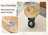 47.3-inch diameter modern splicing circular dining table - double-layer storage, wood and black W1151P428201