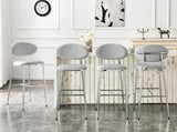 Set of 2 Modern Bar Stools, CurvedBack PU Leather Upholstered Counter Chairs, Metal Frame with W1151P433264