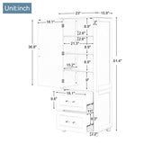 ZNTS Tall Bathroom Storage Cabinet, Freestanding Storage Cabinet with Two Drawers and Adjustable Shelf, WF312728AAE