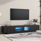 ON-TREND TV Stand with Fluted tempered Glass Doors for TVs Up to 95'', Functional Media Console with WF531672AAB