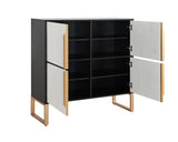 Four-Door Storage Cabinet, 42" Buffet Cabinet Metal Base Handles, Sideboard Coffee Bar Cabinet W1801P182006