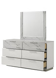Mist Mirror Two-Tone High-Gloss Marble & Lacquer Frame with Oversized Reflective Surface G150108675