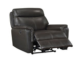 Dark Brown Power Recliner Chair Luxurious Top Grain Leather Charging Ports Living Room Furniture 1pc B011P501153