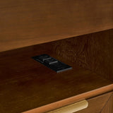 Mid Century Modern Nightstand Charging Station & Outlet Hole & 2 Drawers, Farmhouse End Table W1801P303389