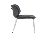Dark Gray Oil Waxed Leather Dining Chairs with Electroplated Metal Legs, Adjustable Non-Slip Foot W3493P444883