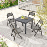 Retractable outdoor dining table, gray patio table for 4-6 with Aluminum Frame 53682581