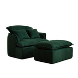 Convertible Compressed Sofa Chair with Ottoman, Modern Corduroy Fabric Armchair for Small Spaces, W1036P251813