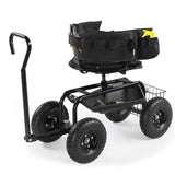 Rolling Garden Cart with Cushioned Backrest & Seat, Outdoor Gardening Stool for Planting, Garden 80553190