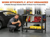 3 Tier Tool Cart on Wheels, Heavy Duty Metal Service Cart with Pegboards, 660 LBS Load Capacity Tool 50916155