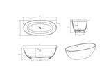 65" Freestanding Solid Surface Bathtub, Luxury Handcrafted Stone Resin Freestanding Soaking Bathtub W1573P178586