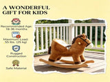 Brown Kids Rocking Horse Wooden Base Ride-on for Indoor Pretend Play Activity 18-36 Months 22417049