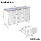 3 Drawer and 4 Shelves Dresser with Slatted Grille Striped Drawer and doors, Modern Style Dresser, W578P193314