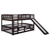 ZNTS Bunk Bed with Slide,Full Over Full Low Bunk Bed with Fence and Ladder for Toddler Kids Teens 83907854