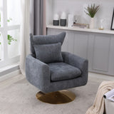 ZNTS Classic Mid-Century 360-degree Swivel Accent Chair, Dusty Blue Linen W1361104587